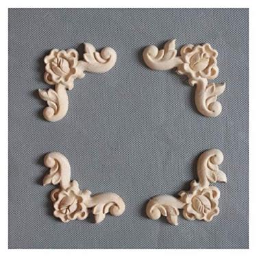 Imagem de Art Deco Mobiliário no centro de mobiliário doméstico, maciço apliques de madeira inlay seminted mobiliário cama guarnição de madeira moldagem decorativa(4PCS,10CM)