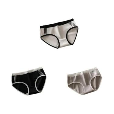 Imagem de Calcinhas De Algodão Femininas De Cintura Baixa 3 Peças Lingerie Respi