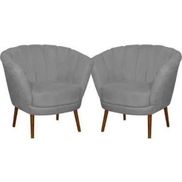 Imagem de Kit 02 Poltrona Pétala Flor Decorativa Suede Cinza Claro - Sonho das P
