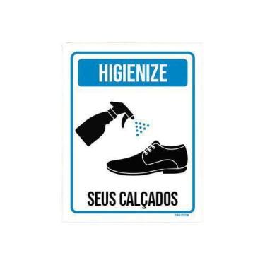 Imagem de Kit 3 Placas Sinalização Higienize Seus Calçados - Sinalizo.Com
