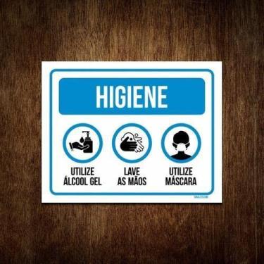 Imagem de Placa - Máscara De Proteção, Álcool Gel, Lave As Mãos 36X46 - Sinalizo