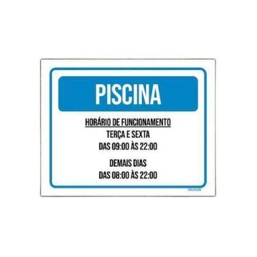 Imagem de Kit 5 Placa Sinalização - Piscina Horário Terça Sexta - Sinalizo