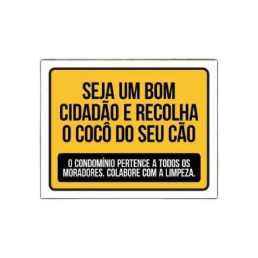 Imagem de Placa Ps 18X23 Cm Recolha Fezes Cão Condomínios Cachorro Coc - Sinaliz