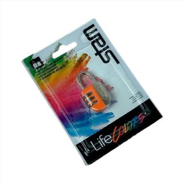 Imagem de Cadeado Stam Life Colors 25mm C/ Segredo Senha Armário, Mala - Laranja