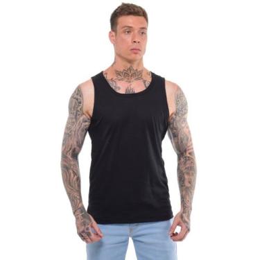 Imagem de Regata Canelada Masculina Americana Lisa com Gola Canoa - Volgue, Pret