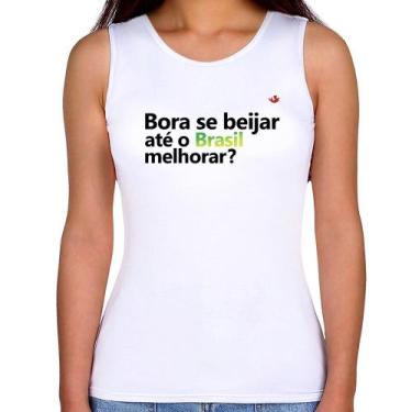 Imagem de Regata Feminina Bora se beijar até o Brasil melhorar - Foca na Moda, B