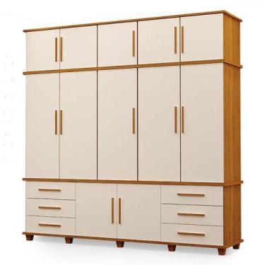 Imagem de Guarda Roupa Casal Londres 5 Portas Freijó Off White - Luapa Móveis