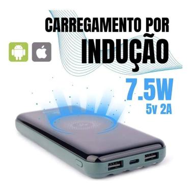 Imagem de 2X Carregador Portátil Power Bank Com Indução 10.000 A Peini