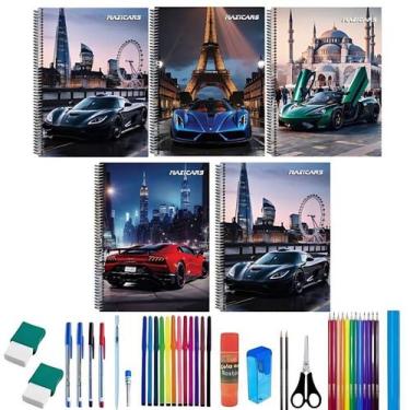 Imagem de Kit 10 Caderno Maxicars Capa Dura 96 Folhas Arame 36 Itens - 38927IMP2