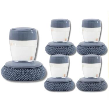 Imagem de Kit de 2 Escovas de Louça e Panela de Aço - com Dispenser e Recipiente para Detergente, Ideal para Cozinha, Limpeza de Fogão e Utensílios Práticos (5 UNIDADES)