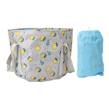 Imagem de Siwoted portátil viagem banheira de pé à prova dwaterproof água resistência de alta temperatura dobrável bacia de banho de pé para piquenique ao ar livre (Limão Cinzento)