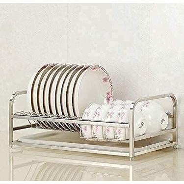 Imagem de Escorredor de louça, balcão de cozinha, escorredor de louça, escorredor de pratos com escorredor removível e suporte de copo escorredor de pratos de grande capacidade para cozinha