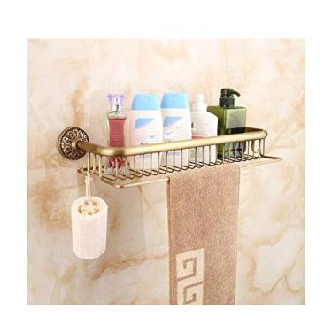 Imagem de CGKs6anmU Prateleira de banheiro rack de cosméticos multicamadas toalheiro de parede prateleira de toalha de bronze 35 cm 50 cm 0818 (tamanho: 50 cm) (50 cm)