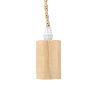 Imagem de Lâmpada de teto pendente madeira simples estilo country vintage E27 com design premium decoração resistente para sala jantar quarto café jardim fácil
