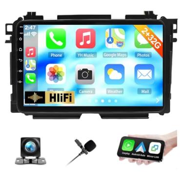Imagem de Rádio estéreo para Honda Vezel HRV 2014 2015 2016 2017 2018 2019 com tela sensível ao toque sem fio Carplay Android Auto-9 polegadas para unidade principal HR-V, GPS, WiFi, Bluetooth, HiFi, SWC