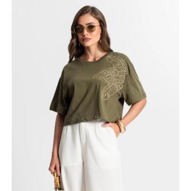 Imagem de Blusa Feminina Com Bordado Endless Verde, M, Verde