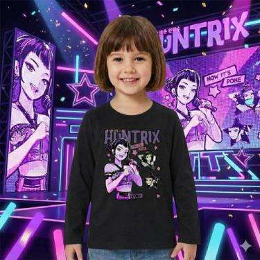 Imagem de Blusa Infantil Manga Longa Huntrix Personagens Zoey e Mira, Preto zoey