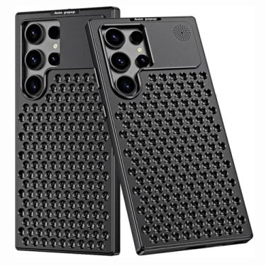 Imagem de HUHUCASE Capa de resfriamento para celular Samsung com fivela de pressão de liga de alumínio adequada para S25/24/23/22Ultra capa protetora de metal antiqueda (preta, Samsung S25 Ultra)