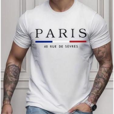 Imagem de Camisa Estampada Masculina Paris Leve Macia de Algodão-Masculino