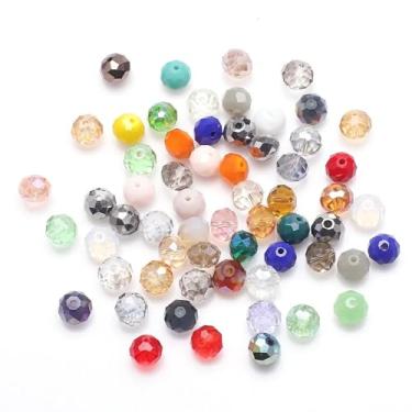 Imagem de Rondelle 8 mm 100 peças de cristal de vidro multicolorido Rondelle colar de contas soltas pingente lustre berloques pulseira espaçador acessórios de joias ornamento de cabelo decoração