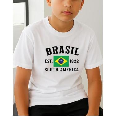 Imagem de Camiseta Algodão Infantil Estampa Brasil Est 1822 1003 Copa do Mundo M