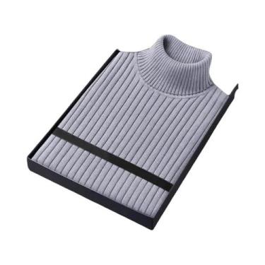 Imagem de Suéter Masculino Slim Fit De Manga Longa Com Gola Alta, Casual, Listra