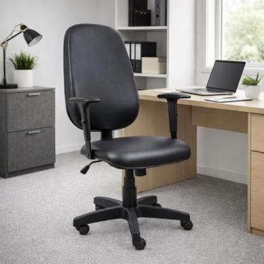 Imagem de Cadeira de Escritório Presidente Giratória Courvin Preto Ergonômica com Espuma Injetada e Estrutura Reforçada - Home Gourmet