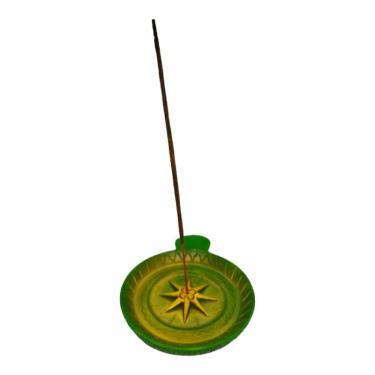 Imagem de Incensario Prato 10 cm Universal Verde em Resina