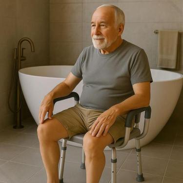 Imagem de Banco Para Banho Encosto E Apoio Para Braço 135kg - Med