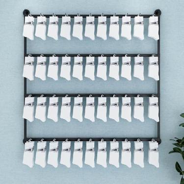 Imagem de Organizador de meias com suporte para exibição de chaveiros | Organizador de joias de metal de parede para varejo, suporte para colar, brinco | Prateleiras com gancho para economia de espaço para