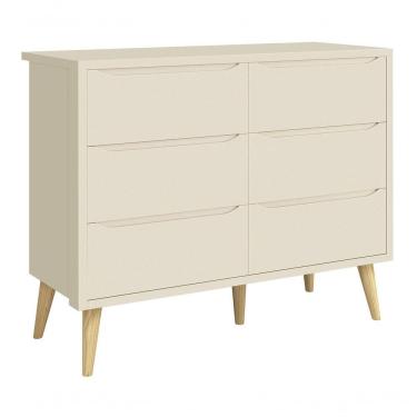 Imagem de Cômoda 6 Gavetas Théo New Areia Fosco Com Natural - Moveisaqui