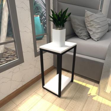 Imagem de Mesa De Cabeceira Industrial Branca Off White Canto Quarto Cabeceira Mesinha Cabeçeira Cabiceira