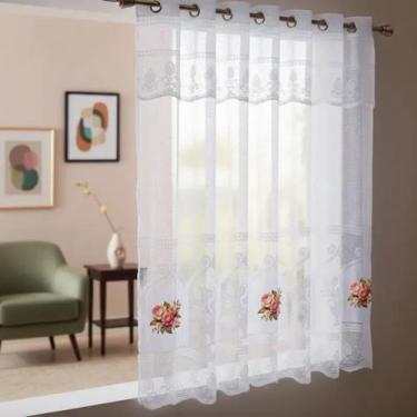 Imagem de Cortina Cozinha Renda Transfer Cozinha 2,50cm X 1,20cm Cortina - speed