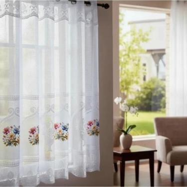 Imagem de Cortina Cozinha Renda Transfer Cozinha 2,50cm X 1,20cm Cortina - speed