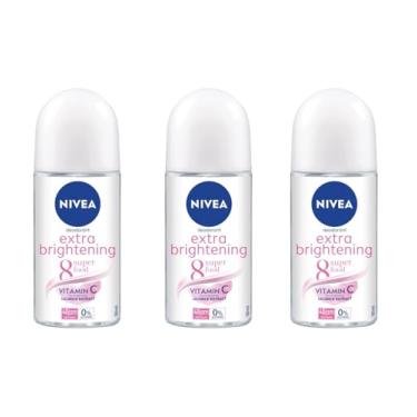 Imagem de NIVEA Extra Brightening 8 Super Food Vitamina C Colágeno Booster Desodorante Roll-On nas axilas, sem álcool, proteção contra odores 48 horas, pele lisa e brilhante, 50 ml, 48 g, pacote com 3