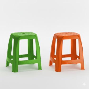 Imagem de Kit banco, banquinho, banqueta - 2 unidades - CDI-PLASTIC, VERDE E LAR