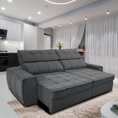 Imagem de Sofá 254 Cm 3 Lugares Retrátil Reclinável Matielo América Cinza