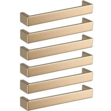 Imagem de 6 Puxadores Dourados em Zamac para Móveis Armários Torralba Alças Gros