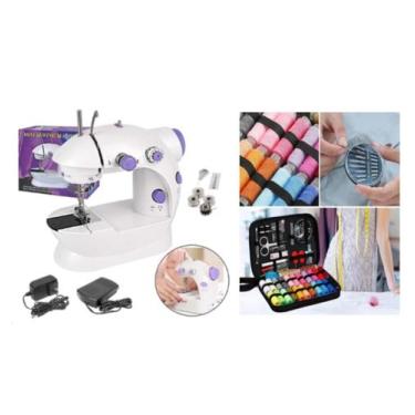 Imagem de Mini Máquina De Costura Kit De Costura Com 90 Itens - Mini Sewing Mach