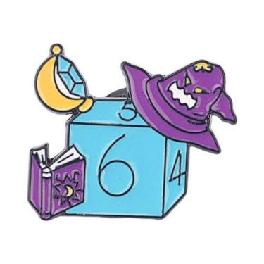 Imagem de Broche De Metal Esmaltado D20 Em Formato De Dado De Desenho Animado Cr
