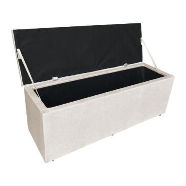 Imagem de Calçadeira Baú Casal Queen 1,60m Londres Veludo Bege Dal Poz Estofados