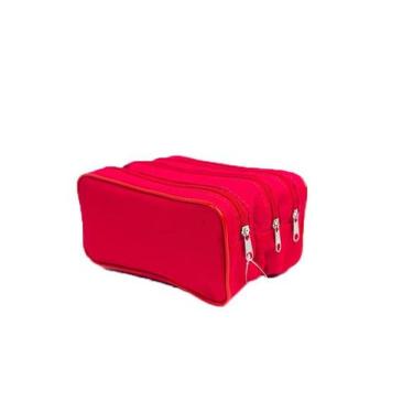 Imagem de Estojo Triplo Liso Escolar Grande C/ Borda Várias Cores- JKF - JKF Est