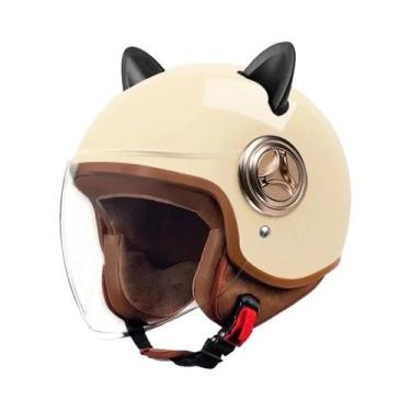 Imagem de Capacete De Motocicleta Com Orelhas De Gato, Leve, Casco Em ABS, Vária