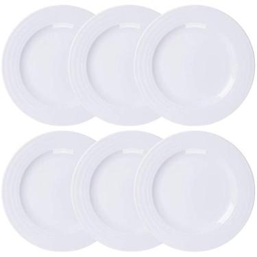 Imagem de Conjunto 6 Pratos Rasos Porcelana 27cm Tramontina Branco Vibrare Aba L