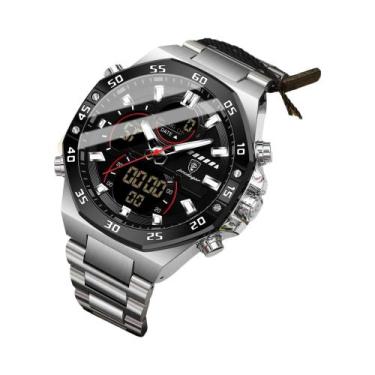 Imagem de Relógio Masculino LED Luminoso À Prova d'Água Em Aço Inoxidável Quartz