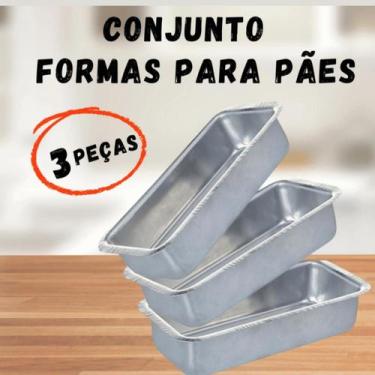 Imagem de Conjunto de Formas Assadeira para Pães 3 Peças Kit Pao Bolo Ingles - N