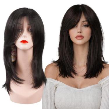 Imagem de Peruca Wig Lisa Premium Curta Com Franja Fibra Premium Hair - bbless, 