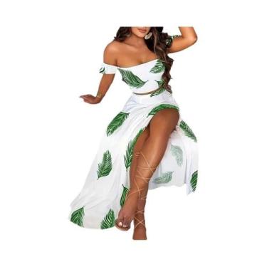 Imagem de Conjunto De Duas Peças Feminino Boêmio: Colete Elástico Ombro a Ombro 