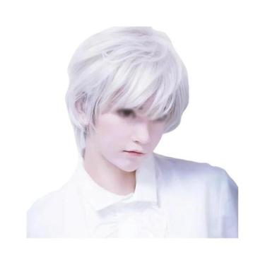Imagem de Peruca De Cosplay Anime Masculina Prateada Branca De Cabelo Curto 11,8
