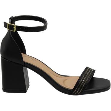 Imagem de Sandália Salto Médio Grosso Beira Rio Tira Cintilante Feminina, 36, Pr